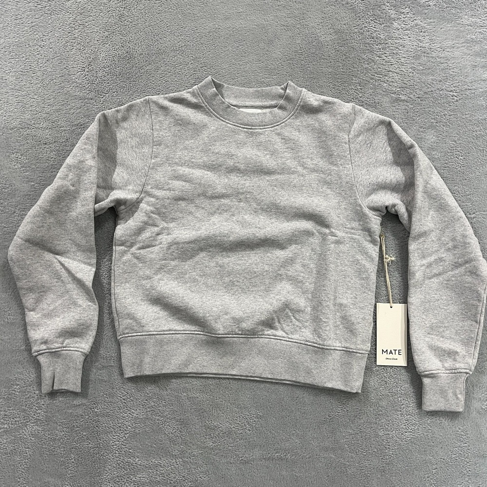 MATE The Label 100% Organic Cotton Fleece Sweatshirt Womens Small Heather‎ Gray